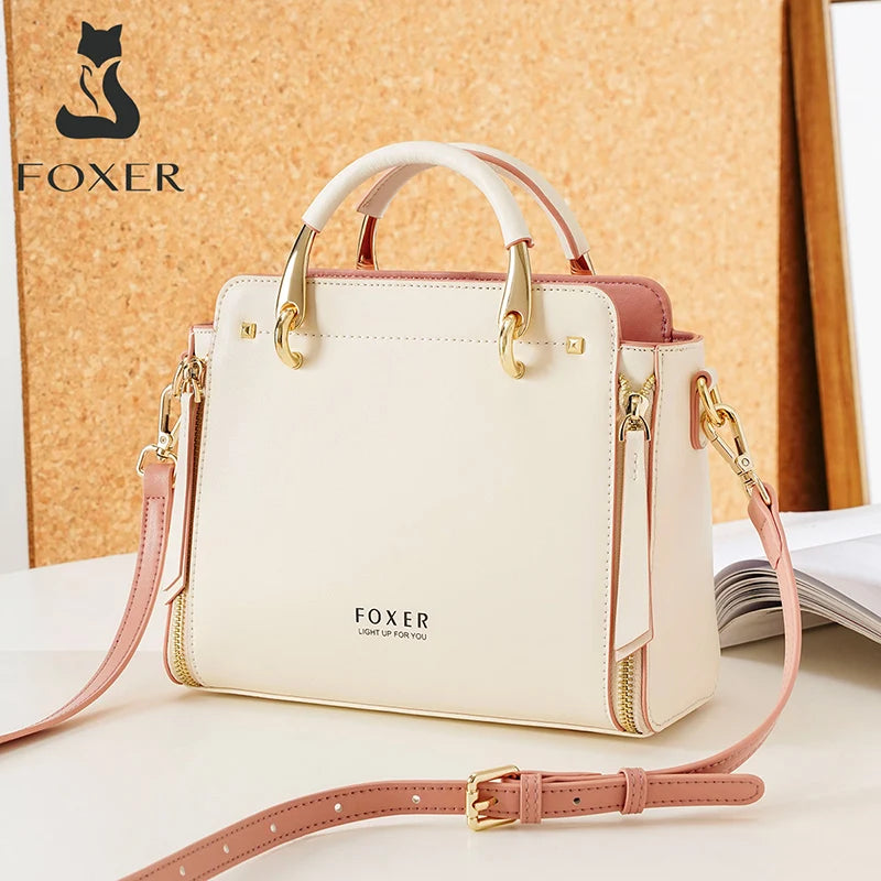 FOXER Women's Small Leather Crossbody Tote Bag