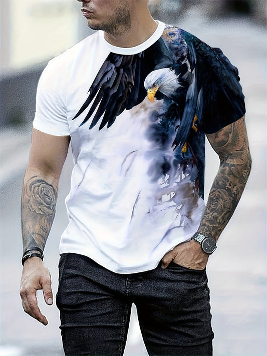 Men’s 3D Eagle Print T-Shirt – Summer Tee