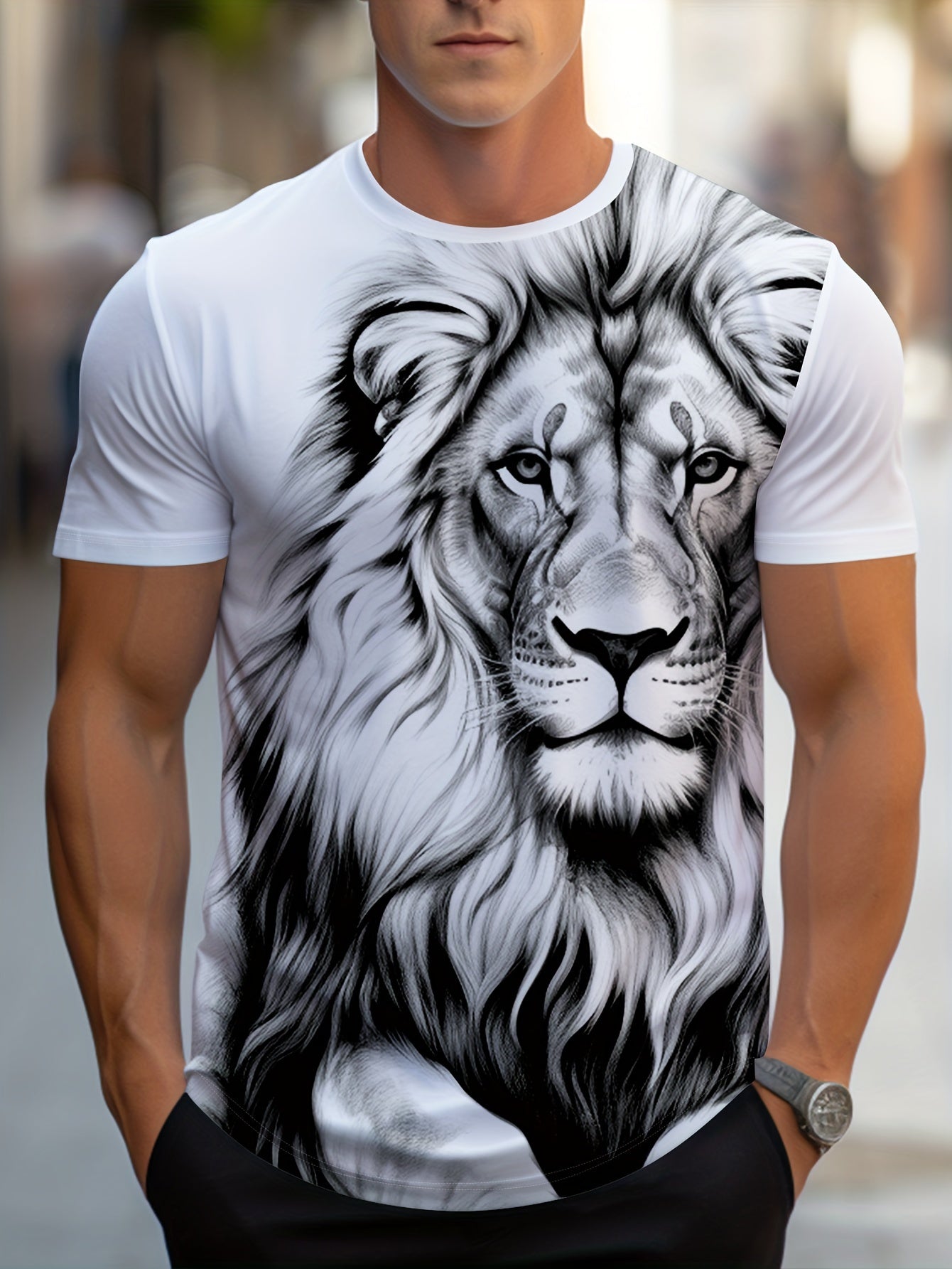 Men’s Lion Graphic T-Shirt – Casual Summer Wear