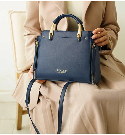 FOXER Elegant Leather Top-Handle & Crossbody Tote Rare