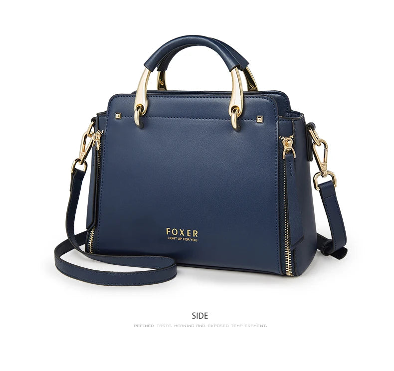 FOXER Elegant Leather Top-Handle & Crossbody Tote Rare