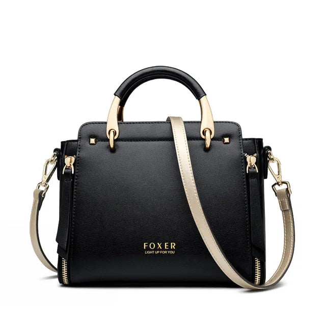 FOXER Elegant Leather Top-Handle & Crossbody Tote Rare