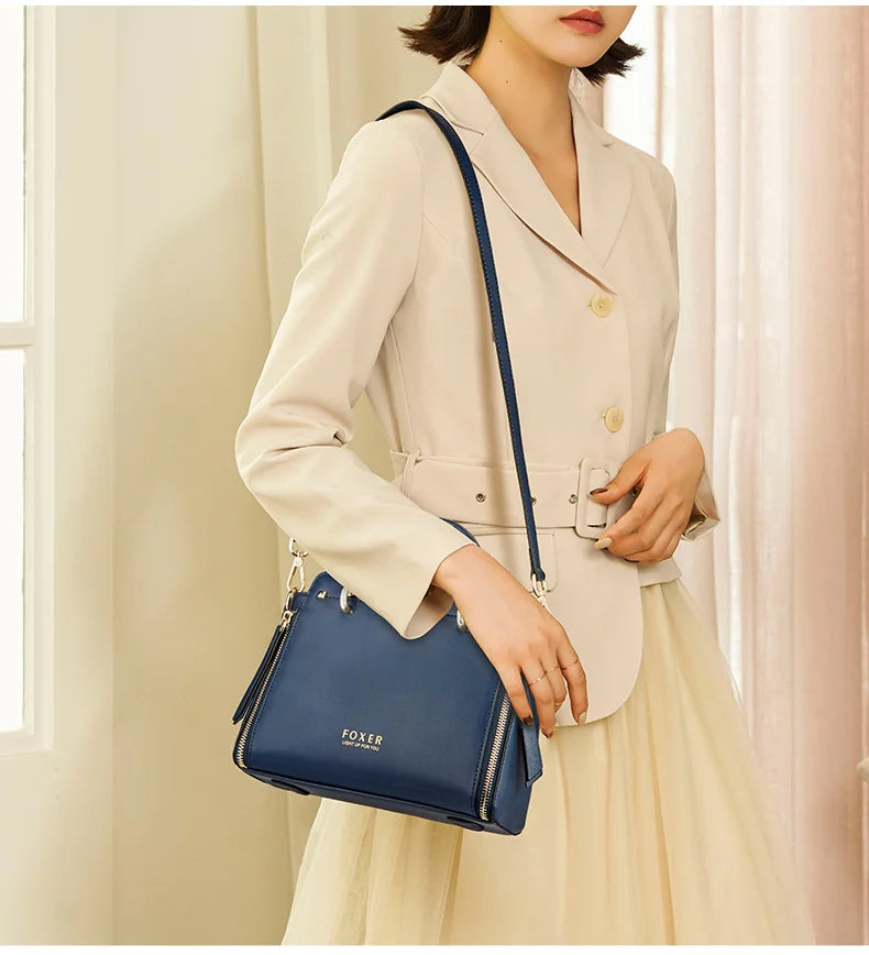 FOXER Elegant Leather Top-Handle & Crossbody Tote Rare