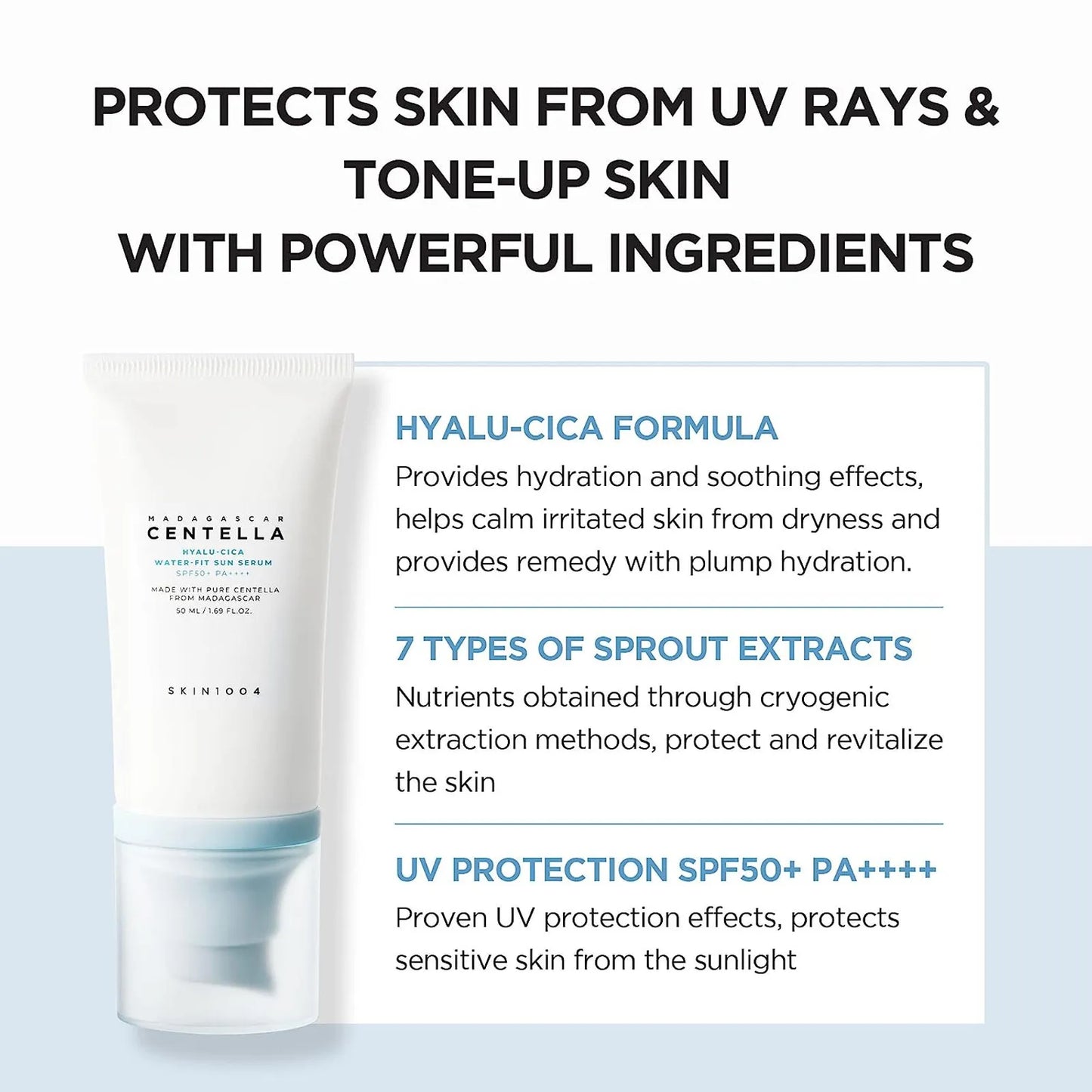 Water-Based Korean Sunscreen with Centella & Hyaluronic