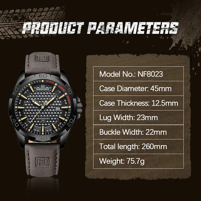 NAVIFORCE Men’s Military Sport Quartz Watch – Waterproof Leather Strap, Business Calendar Wristwatch Relogio Masculino