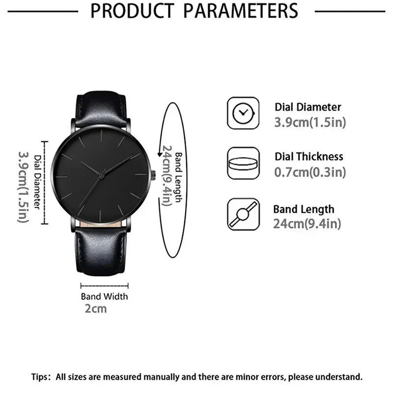 Men’s 5‑Pack Luxury Leather Quartz Sports Watches – Business Casual, Chronograph, Waterproof
