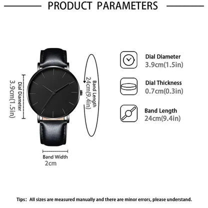 Men’s 5‑Pack Luxury Leather Quartz Sports Watches – Business Casual, Chronograph, Waterproof