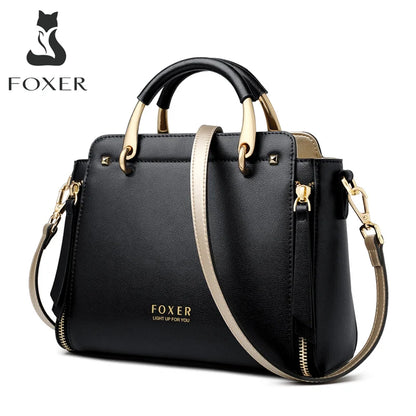 FOXER Elegant Leather Top-Handle & Crossbody Tote Rare