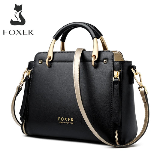 FOXER Elegant Leather Top-Handle & Crossbody Tote Rare