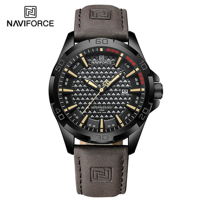 NAVIFORCE Men’s Military Sport Quartz Watch – Waterproof Leather Strap, Business Calendar Wristwatch Relogio Masculino