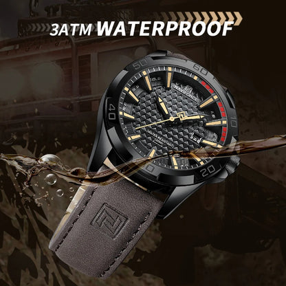 NAVIFORCE Men’s Military Sport Quartz Watch – Waterproof Leather Strap, Business Calendar Wristwatch Relogio Masculino