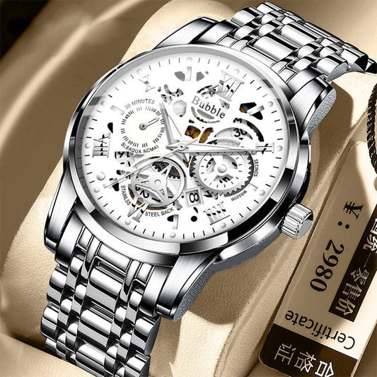 UTHAI Men’s Luxury Quartz Watch – Waterproof Roman Dial, Hollow Design, Versatile Fashion Wristwatch