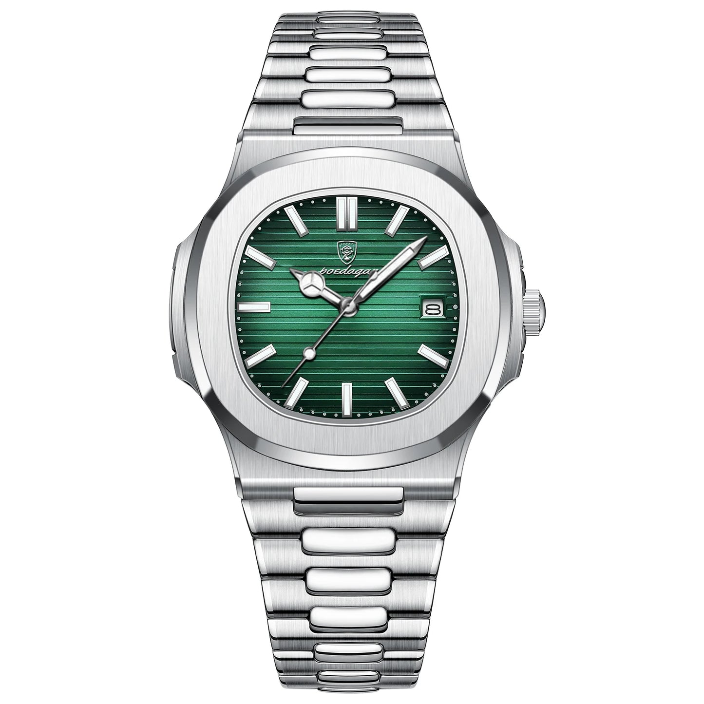 POEDAGAR Men’s Luxury Square Quartz Watch – Stainless Steel, Waterproof, Sports Wristwatch