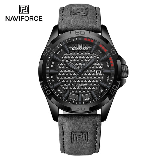 NAVIFORCE Men’s Military Sport Quartz Watch – Waterproof Leather Strap, Business Calendar Wristwatch Relogio Masculino