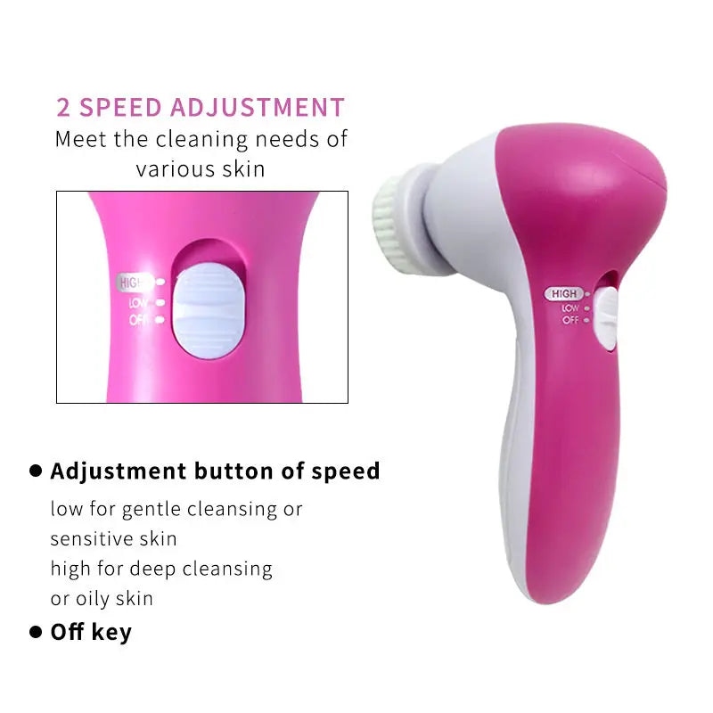 5-in-1 Electric Face Cleansing Brush Massager