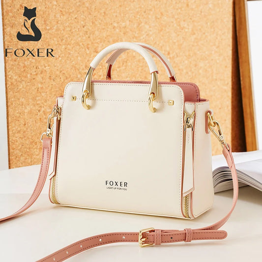 FOXER Women's Small Leather Crossbody Tote Bag